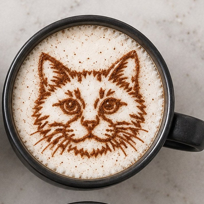 Latte mit Katzen-Motiv aus Kakao